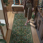Lahome Claude Floral Kitchen Runner Rug, 2.6x8 Green Non Slip Hallway Runner Rug, Soft Thin Stain Resistant Long Carpet for Laundry, Washable Boho Carpets for Bathroom Entryway