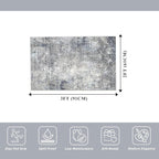 2x3 Washable Non-Slip Rug – Modern Abstract Neutral Small Throw Area Rug for Kitchen, Entryway, Bedroom – Soft Low Pile Thin Indoor Door Mat（Blue Grey,2x3）