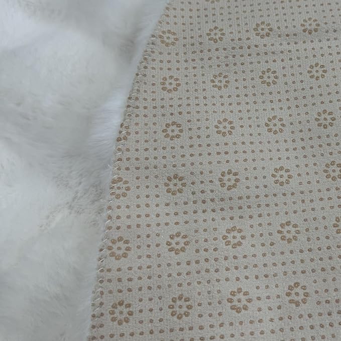 ABREEZE Faux Rabbit Fur Rug 4FT, White Fluffy Soft Area Rug Round Fuzzy Carpet for Living Room, Bedroom, Machine Washable Shaggy Nursery Rug