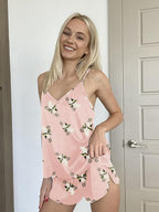 Ekouaer Silk Pajamas for Women Satin Cami Pjs Set V Neck Camisole Shorts Set Adjustable Strap Sleepwear