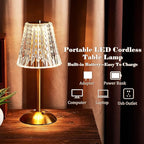 Liliful 2 Pcs Cordless Table Lamp Rechargeable Touch LED Small Gold Portable Battery Operated USB-c Desk Lamp 3 Color Dimmable for Bedroom Living Room Dining (Gold,Classic Style)