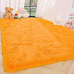 ISEAU Fluffy Rug Carpets Soft Shaggy Area Rugs Indoor Floor Mats for Kids Room Fuzzy Carpet Comfy Cute Nursery Mat Bedside Rug for Boys Girls Bedroom Living Room Home Decor, 6ft x 9ft,Orange