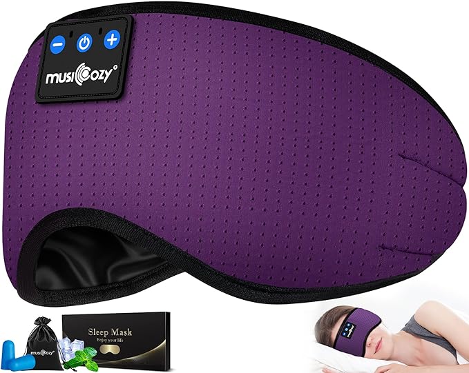 MUSICOZY Sleep Headphones Bluetooth 5.4 Headband Headphones Super Soft & Breathable, Wireless Sleeping Eye Mask Earbuds Earphones for Side Sleepers Mom Women Cool Tech Gadgets Gifts