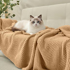Knitted Throw Blanket 50"X60", Tan Brown Knit Throws for Bed, Super Soft Boho Chevron Blankets for Couch Sofa Chair Room Decor, Textured Decorative Farmhouse Cozy Lightweight