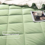 HIG 3pc Sage Green Twin/Twin XL Comforter Set - All Season Reversible Down Alternative Comforter with Sham - Quilted Duvet Insert with Corner Tabs - Diamond Stitched Blanket - Breathable, Soft, Fluffy