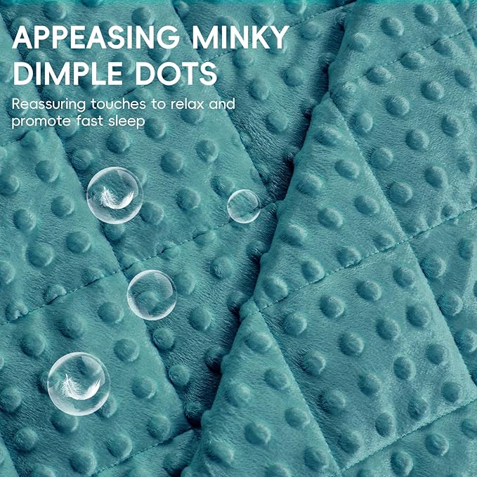 yescool Weighted Blanket 7 Pounds Teal Twin Size Cooling Weighted Throw Blanket, Minky Heavy Blankets Warm Weighted Comforter, Big Washable Thick Blankets Gift for 60-90lbs, 40 * 60in