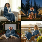 Sherpa Double-Sided Blankets, Plush & Cuddly Throw, Extra-Plush Thermal Fleece Blanket for Sofa/Couch/Bedding, Super Soft Living Room Blanket with Anti-Pilling (Blue, 60×80)