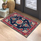 Area Rug 2x3 ft Entry Rug Washable Boho Rugs Non Slip Low Pile Floral Door Mat Small Carpet for Bedroom, Bedside, Kids Room,Dining Room