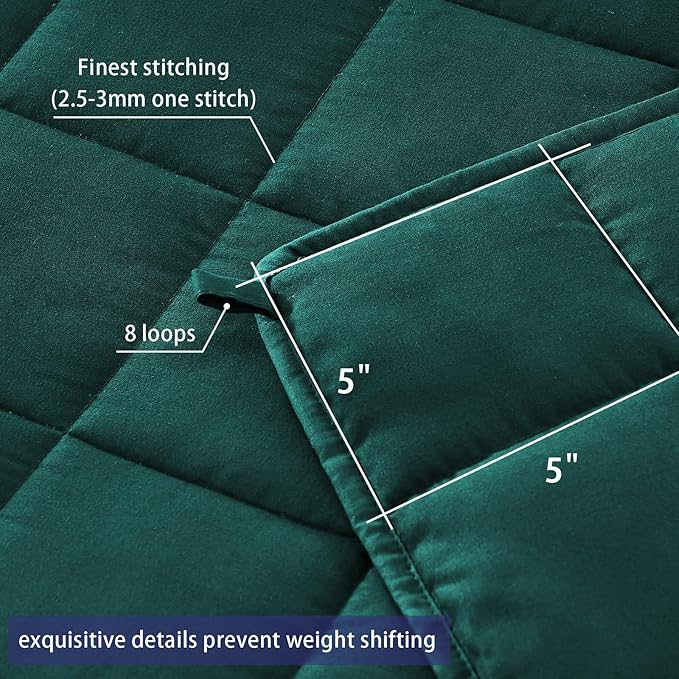 yescool Weighted Blanket for Adults (18 lbs, 60" x 80", Dark Green) Cooling Heavy Blanket for Sleeping Perfect for 170-190 lbs, Queen Size Breathable Blanket with Premium Glass Bead, Machine Washable