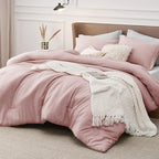Bedsure Full Comforter Set - Pink Soft Bedding for All Seasons, Cationic Dyed Bed Set, 3 Pieces, 1 Full Size Comforter (82"x86") and 2 Pillow Shams (20"x26"+2")