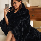 Bedsure GentleSoft Fluffy Fuzzy Black Throw Blanket for Bed, Soft Cozy Fleece Faux Fur Blanket for Couch, Black Room Decor Minky Velvet Sofa Cover, Thick Warm Plush Bedding Cozy Gifts for Women Men