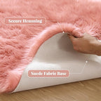 ORINOVA Pink Plush Round Rugs 6ft Large Washable Faux Fur Area Rugs for Living Room Boho Circle Fluffy Sheepskin Fur Rug for Nursery