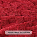 NEWCOSPLAY Super Soft King Blanket Red Premium Silky Flannel Fleece 3D Checkered Lightweight Bed Blanket All Season Use (Red Checkered, King(90"x110"))