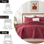 IR Imperial Rooms 8 Pack Quilt King Size Bedding (106" x 96") - Bulk Wholesale for Hotels, Guest Bedroom & Airbnbs - Lightweight Microfiber Reversible Embossed Quilts Bedspread (Burgundy)