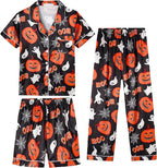 Hupohoi Unisex Girls Boys Kids Pajama Sets Button Down Satin Sleepwear Nighty 3PCS Silky Lounge Sets Nightwear