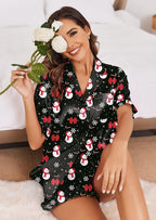 Ekouaer Satin Pajama Set for Women Button Down Silk 2 Piece Pj Sets Ruffle Short Sleeve Sleepwear