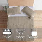 IR Imperial Rooms Twin Quilt Bedding Set Size (68” x 86”) + 1 Pillow Shams (20” x 26” + 2”) - 2 Pcs All Season Lightweight Reversible Microfiber Coverlet Embossed Quilt Bedspread (Beige)