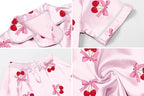 Umeyda Women & Girls Pajamas Set, Soft Satin Lightweight Silk Button-Down Top with Shorts 2 Piece PJS for Mom Boys Kids Gifts