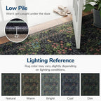 Lessymo Washable Entryway Rug 2x3, Front Door Mat Indoor Non-Slip Bathroom Small Area Rugs for Kitchen Bedroom Entry, Vintage Forest Floral Design, Black Green