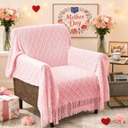 inhand Pink Knitted Throw Blanket for Couch Bed,Mothers Day/Mom Birthday Gifts for Mom from Daughter Son,Romantic Decor for Her Him Girlfriend Wife, Farmhouse Warm Woven for Women,50"x60"
