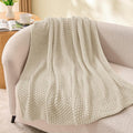 BEDELITE Chunky Cable Knit Throw Blanket for Couch,Super Soft Cozy Woven Blanket for Room Decor,60"x80", Beige