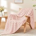 BEDELITE Pink Throw Blanket for Couch and Bed- Super Soft and Warm 3D Checkered Fluffy Fuzzy Fleece Blanket, Luxurious Plush Cozy Blanket for Room Decor Fall and Winter, 50x70 inches