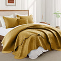 IR Imperial Rooms Queen Quilt Bedding Set Size (90" x 96") + 2 Pillow Shams (20" x 26"+ 2") - 3 Pcs All Season Lightweight Reversible Microfiber Coverlet Embossed Quilt Bedspread (Ochre)