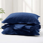 IR Imperial Rooms 8 Pack Quilt King Size Bedding (106" x 96") - Bulk Wholesale for Hotels, Guest Bedroom & Airbnbs - Lightweight Microfiber Reversible Floral Embossed Quilts Bedspreads (Navy)