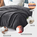 Exclusivo Mezcla Fleece King Size Blanket for Bed, 90x104 Inches Soft Cozy Jacquard Flannel Blankets, Lightweight Fuzzy Plush Warm for Women, Dark Grey