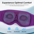 MUSICOZY White Noise Sleep Mask Headphones with 16 Soothing Sounds, Bluetooth Sleep Mask 3D Wireless Music Sleeping Headphones for Side Sleeper