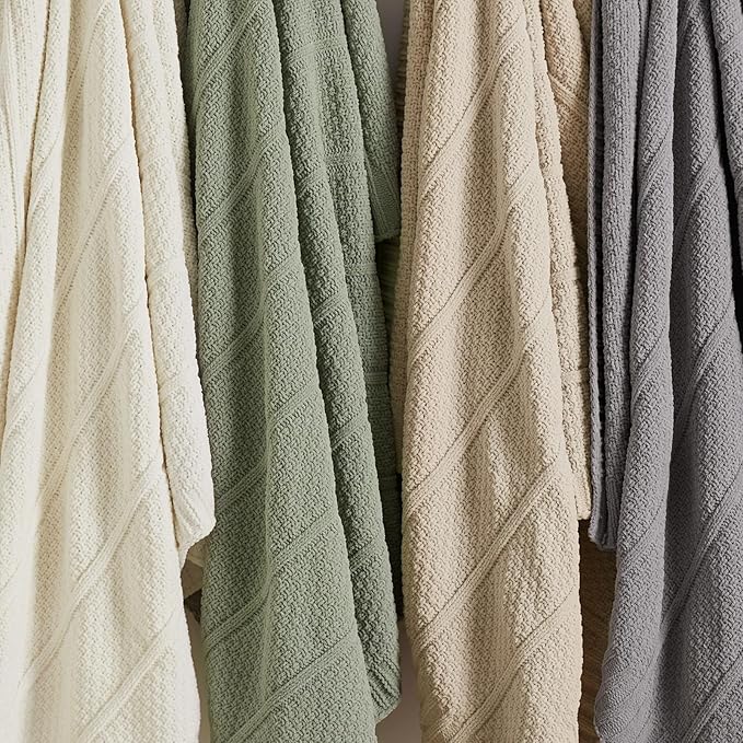 Amélie Home Premium Chenille Throw Blanket, Soft Cozy Moss Stitch Knit Blanket for Couch, Sofa, Chair, Home Decor, Grey 50"x60"