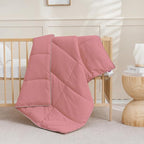 ZPECC Toddler Down Alternative Comforter, 39x47 Hypoallergenic Baby Blanket Quilt, Soft Breathable Lightweight All Season Kids Duvet Insert for Crib Stroller Cot Daycare, Dusty Rose