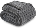 NEWCOSPLAY Super Soft Twin Blanket Grey Premium Silky Flannel Fleece 3D Waffle Checkered Lightweight Bed Blanket All Season Use (Dark Grey, Twin(60"x80"))