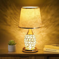 WSYEAR Crystal Table Lamp, Modern Lamp with Rose Flower Shade, LED Night Light with On/Off Switch Crystal Lamp for Living Room, Girl Bedroom, Dresser, Office