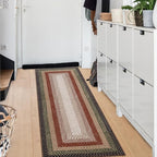 RUGSREAL 2x10 Long Hallway Runner Rug Braided Print Mat Kitchen Runner Rug with Rubber Backing Washable Farmhouse Runner Carpet Rustic Accent Area Rug for Living Room Bedroom Bathroom, Crimson/Earthy
