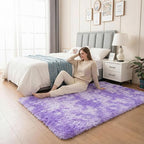 duduta Purple Plush Rugs for Bedroom 4x6 ft, Tie Dye Fluffy Carpet for Living Room, Shag Rug for Kids Room Dorm Nursery Playroom
