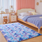 junovo 3x5 Washable Area Rug for Girls Bedroom, Purple Soft Non-Slip Fluffy Bedside Rugs, Shag Plush Memory Foam Carpet for Kids Room Baby Nursery Home Decor Aesthetic