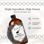 Siva Black Seed Organic Oil 16oz (473ml) Premium Cold-Pressed Organic Carrier Oil for Face, Skin Care, Body Massage, Hair Care, Hair Oiling & Scalp Massage