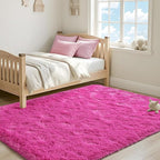 ISEAU Fluffy Rug Carpets Soft Shaggy Area Rugs Indoor Floor Mats for Kids Room Fuzzy Carpet Comfy Cute Nursery Mat Bedside Rug for Boys Girls Bedroom Living Room Home Decor Mat, 3ft x 5ft, Hot Pink