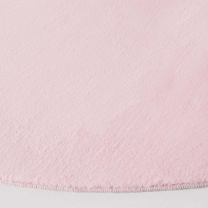 SAFAVIEH Washable Rug Faux Rabbit Fur Shag Collection - 6' Round, Pink, Slip Resistant & Easy Cleaning, Ideal for Living Room, Bedroom, Kids Playroom, Nursery, Dining Space (FRF100U)