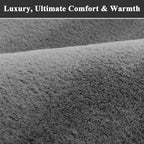 SHACOS Silky Soft Faux Rabbit Fur Area Rug 6'x9' Non Slip Washable Padded Throw Rugs Fluffy Cozy Indoor Modern Carpet for Living Room Bedroom Dining Room Kids Room Dorm Home Decor, Grey
