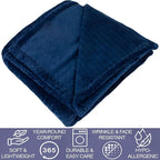 Waffle Knit Textured Throw Blanket Soft for Couch, Sofa, Twin Bed, Kids, Adults, 50” x 60” Chenille Knit Blanket, Boho Throw Blanket for Home Decor 250 GSM (Navy Blue)