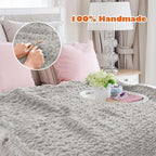 Chunky Knit Blanket Throw, 50x60inch Soft Chenille Yarn Throw, Handmade Warm Thick Cable Knit Crochet Blanket, Large Rope Knot Throw Blanket for Couch Bed Sofa,Light Grey