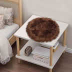 2ft Small Round Brown Rug,Thick Furry Fluffy Carpet for Teen,Sheepskin Fur Shaggy Circular Rug for Indoor Bedroom Room Living Room Nursery Decor Chair