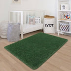 Fluffy Rugs for Bedroom Living Room 3x5 Green Shaggy Area Rug Soft Plush Fuzzy Fur Throw Carpets Kids Rug for Nursery Office Dorm Room Home Decor Aesthetic