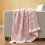 Snuggle Sac Fluffy Ribbed Blanket Pink Twin Size, Soft Luxurious Knit Throw, Fuzzy Plush Microfiber Blankets for Couch, Sofa, Bed, Pink, 60x80 inches