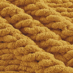 Carriediosa Chunky Knit Throw Blanket 60" X 80" Twin, 100% Hand Made Large Chenille Loop Yarn Soft Fluffy Throws for Couch Sofa Bed, Big Crochet Cozy Heavy Thick Cable Woven Blanket, Yellow