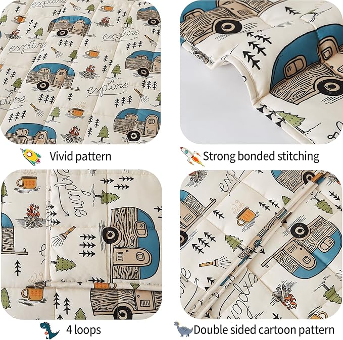 HOSUKKO Weighted Blanket - 7 lbs Ivory Forest Heavy Blanket - Breathable Blanket(41 * 60 inches, 7 lbs)