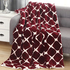 Elegant Comfort Throw Blanket, Reversible Sherpa Flannel, Ultra-Soft, Fuzzy, Cozy and Plush- All Season Lightweight Decorative Throw, 50 x 60 inches, Ogee Pattern Sherpa Throw, Burgundy
