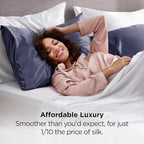 Bedsure Satin Pillowcase 2 Pack Similar to Silk Pillow Cases Standard Size, Pillow Case for Sleeping Women with Envelope Closure, Gifts for Women Men, Blue Granite, 20x26 Inches, 2pcs